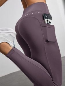 Leggings Casuais de Cintura Alta para Fitness Feminino com Bolsos, Calça de Ioga — foto 7