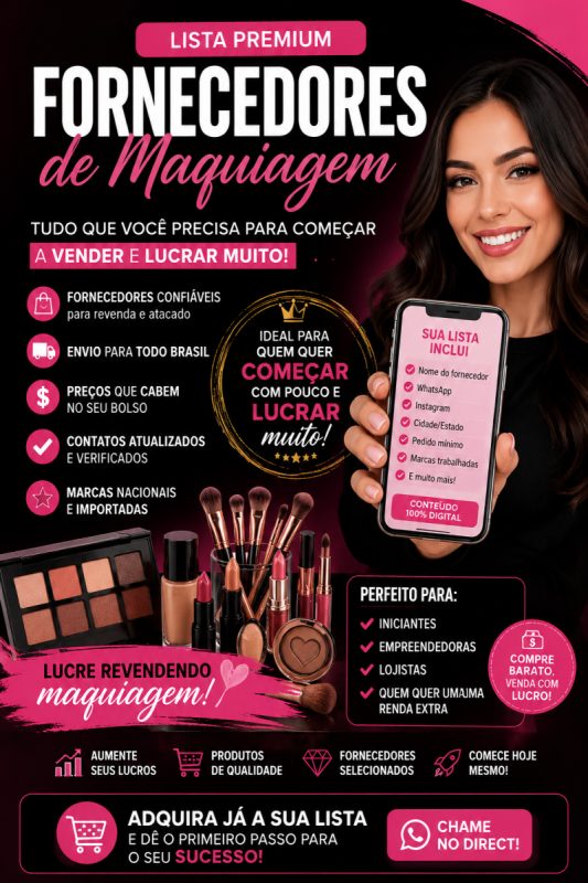 Lista de fornecedores de Maquiagem para loja de R$10,00