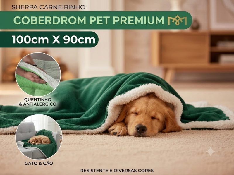 Coberdrom Pet Sherpa Carneirinho Quentinho Premium Antialérgico Resistente Cães Gato Diver