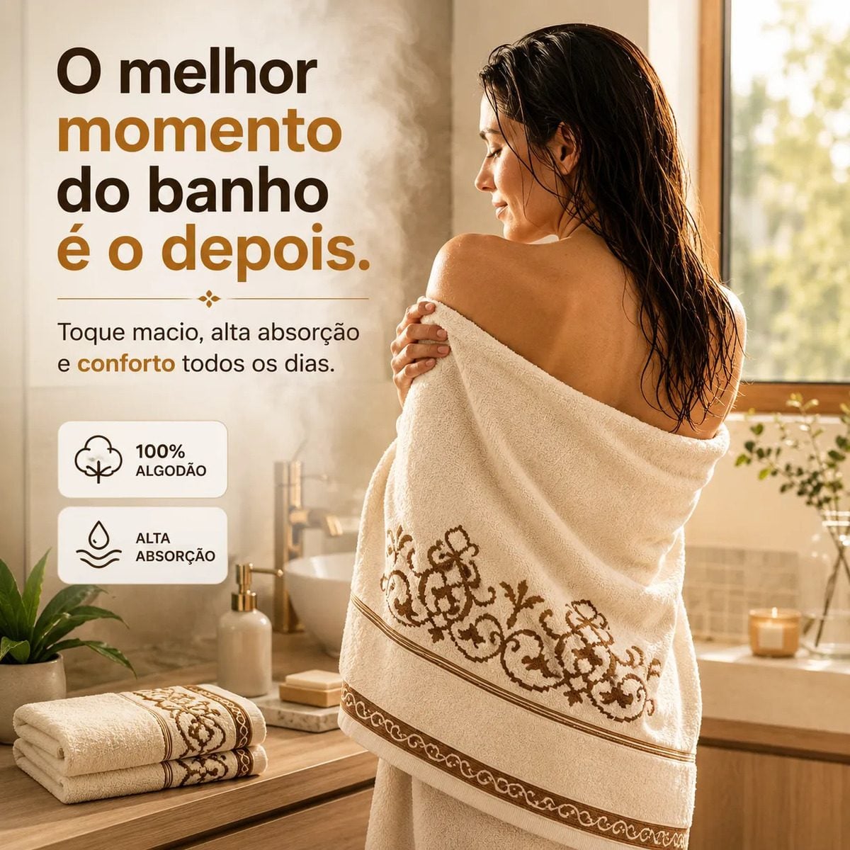 Jogo Toalhas Banho E Rosto Grossas Macias 100% Algodão 4pçs — foto 2