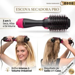 Escova Secadora 3 em 1 110V Alisadora Seca Alisa e Modela Íons Negativos Antifrizz — foto 4