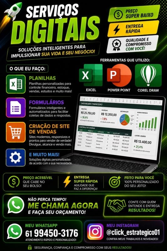 Serviços De Planilha, Criacao De Site, E Formularios