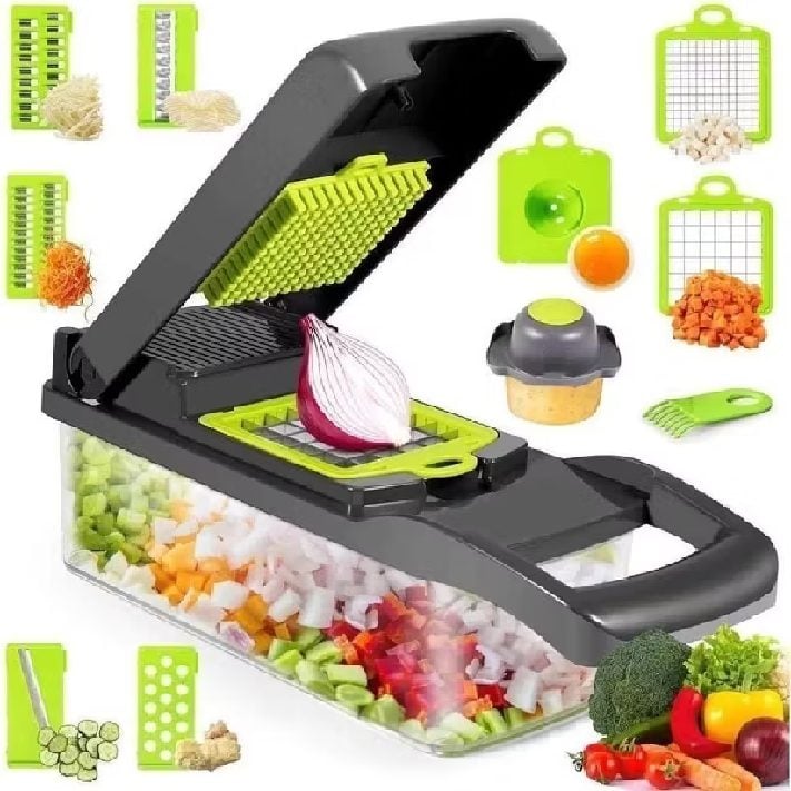 Fatiador de cozinha multifuncional profissional em aço inoxidável 16 em 1/3 em 1 fatiador