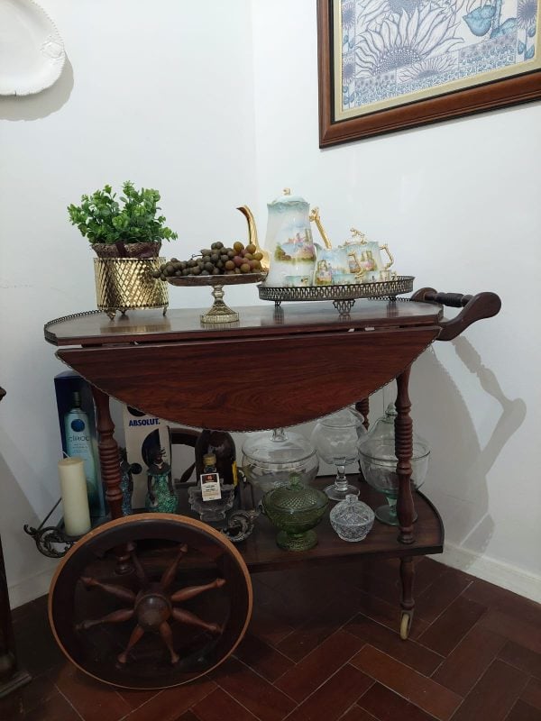 Carrinho Vintage de Chá/Bar em Jacarandá-Década de 70 (Impecável)-Retirada Ingá/Niterói/RJ