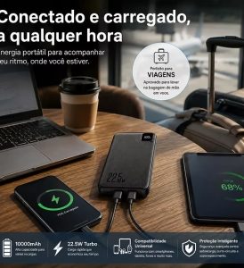 Power Bank 10.000mAh Turbo 22,5W com Display Digital e Cabos Integrados Power Bank 10.000m — foto 5