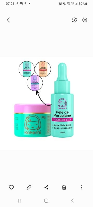Kit Kokeshi Pele de Porcelana Creme 30g + Sérum Facial 30ml