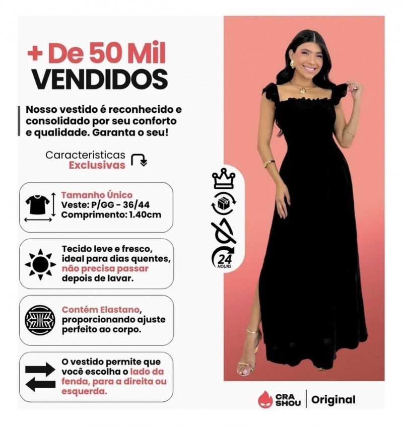 Vestido longo lastex 33%OFF — foto 2