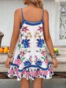 Floral de Verão Boho para Férias e Festa na Piscina, Alça Fina Ajustável, — foto 3