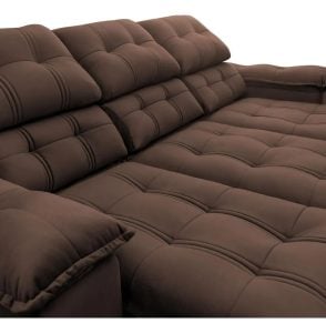 Sofá Retrátil Reclinável Atenas 2,30m Suede Velut Marrom — foto 3