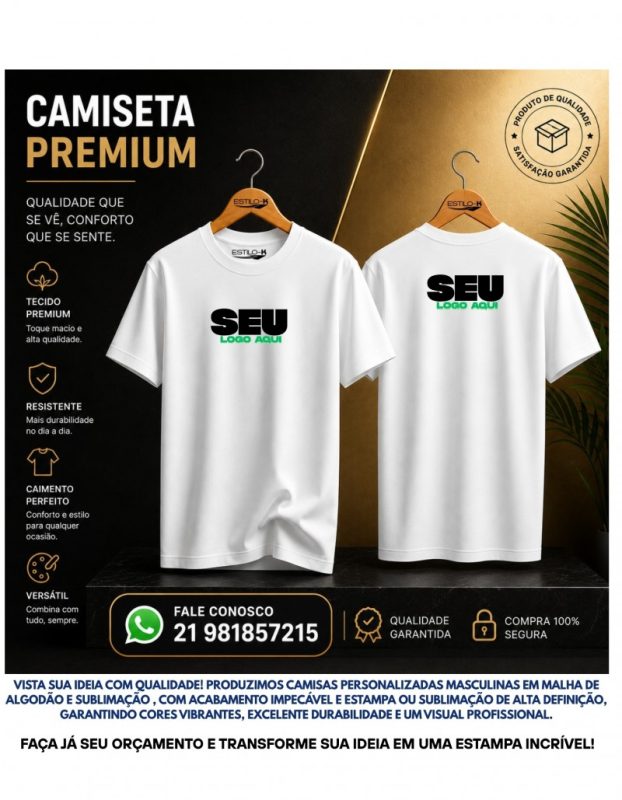 Serviços de camisa malha e malha de sublimação.