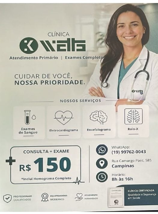 Consulta Médica Clinico Geral com um exame de sangue ou urina incluso