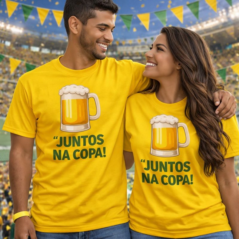Kit de 2 camisetas do brasil casal.