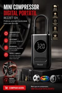 Mini calibrador compressor elétrico digital portátil pneu carro bike bivolt — foto 4
