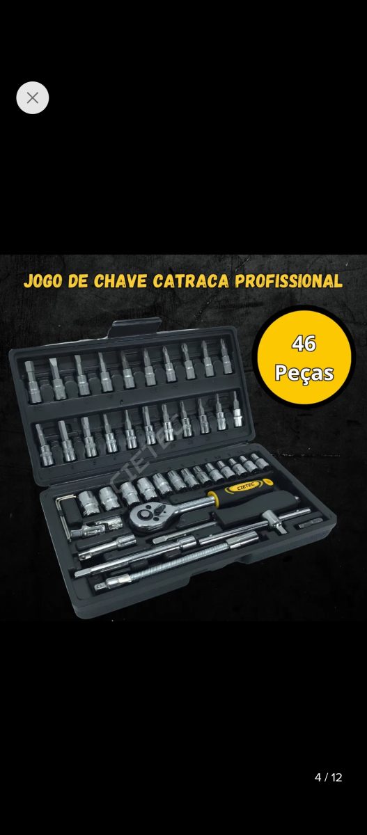 Jogo Chaves Combinadas Kit Ferramentas Soquete Catraca Chave De Boca Combinada 58 Peças Cr — foto 2