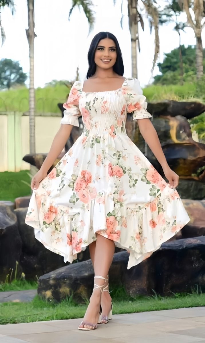 Vestido Floral Branco, serve do P ao M — foto 2