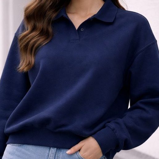 Moletom Feminino Oversized Gola Polo Premium Casual Chic Confortável Manga Longa Moda Inve — foto 2