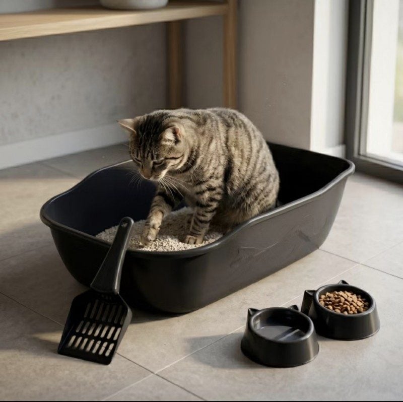 Kit Caixa de Areia para Gatos, Pets com 2 Comedouros + Pazinha — foto 2