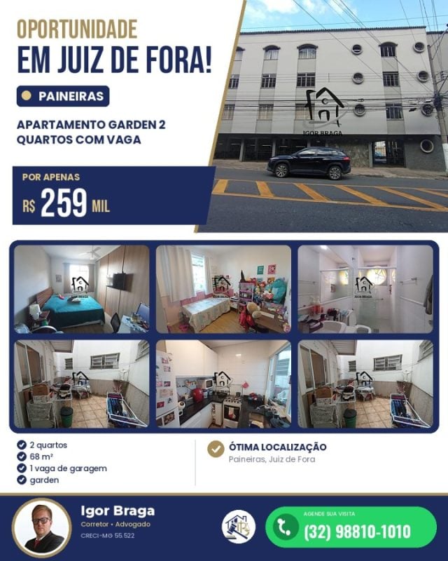 Apartamento Garden para Venda em Juiz de Fora, Paineiras, 2 dormitórios, 1 banheiro, 1 vag