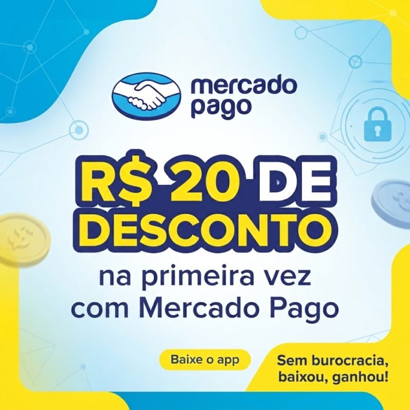 Mercado Pago, R$20 de desconto no primeiro pagamento!