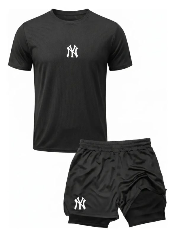 Conjunto Academia Camiseta Dry Fit + Short 2 Em 1 Símbolo Ny