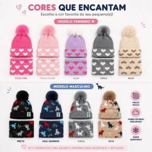 Kit Touca Infantil Com Gola Forrada Inverno — foto 3