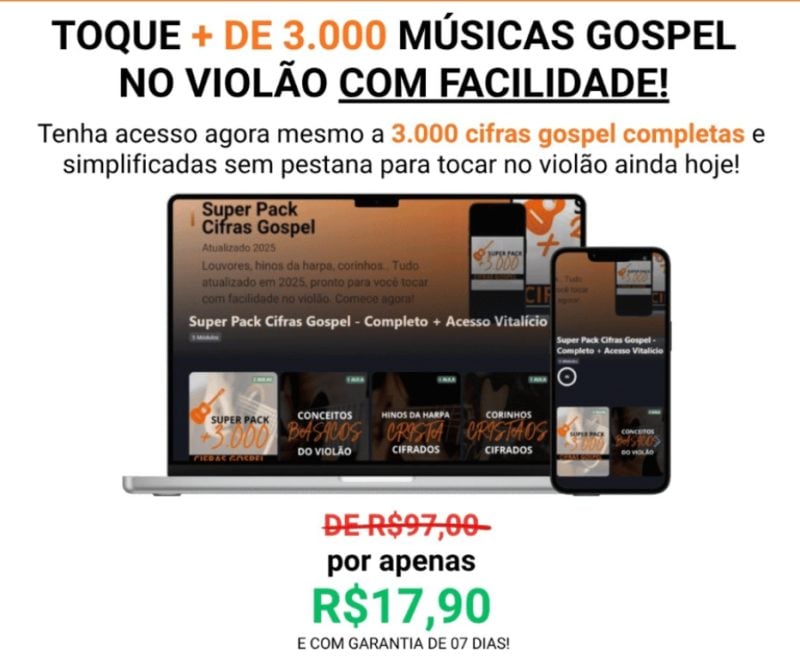 Ebook com 3000 cifras gospel
