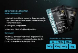 Creatina 1kg Suplemento Monohidratada em pó 100% Pura - Soldiers Nutrition Creatina 1kg S — foto 4