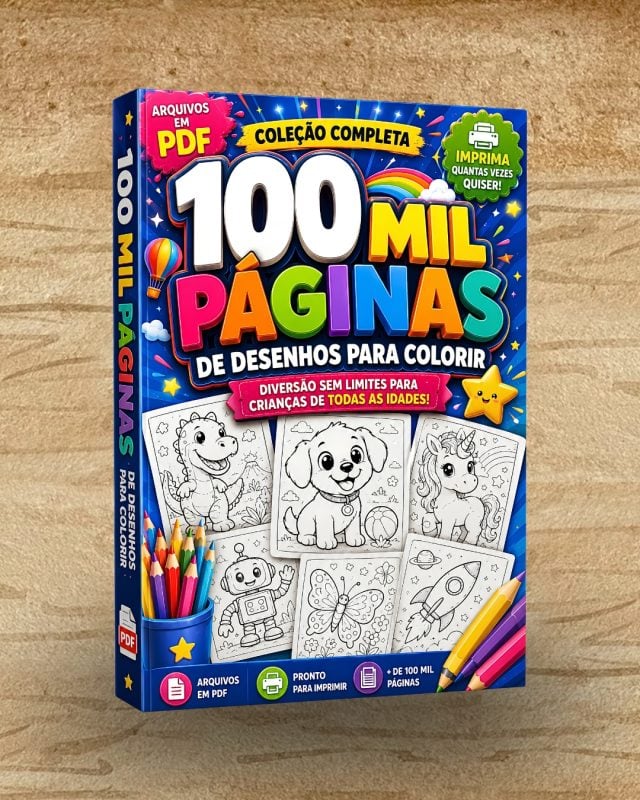 100 Mil Páginas Para Colorir Infantil Em Pdf + Direito De Revenda