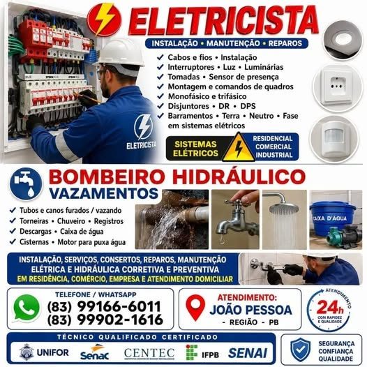 Eletricista Bombeiro Hidraulico João Pessoa