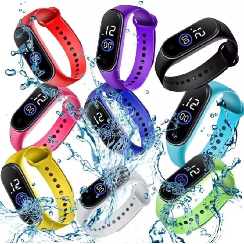 Kit C/6 Relógio M4 Digital Feminina e Masculino a Prova d Água De Pulso Com Led Esportivo