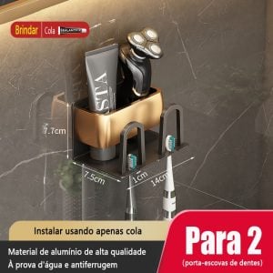 Rack de armazenamento de banheiro em alumínio dourado preto MEIDOO — foto 14