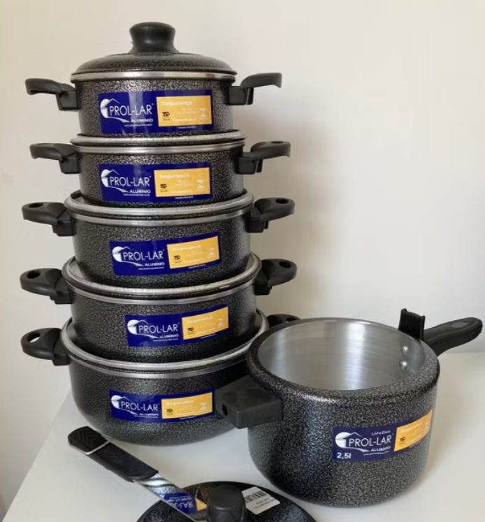 Kit panelas com 5 unidades em aço inox