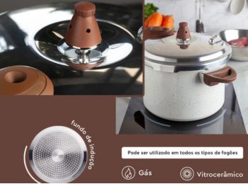Panela de Pressão Brinox Ceramic Life 4,2L Vanilla tecnologia, segurança e sofisticação — foto 2
