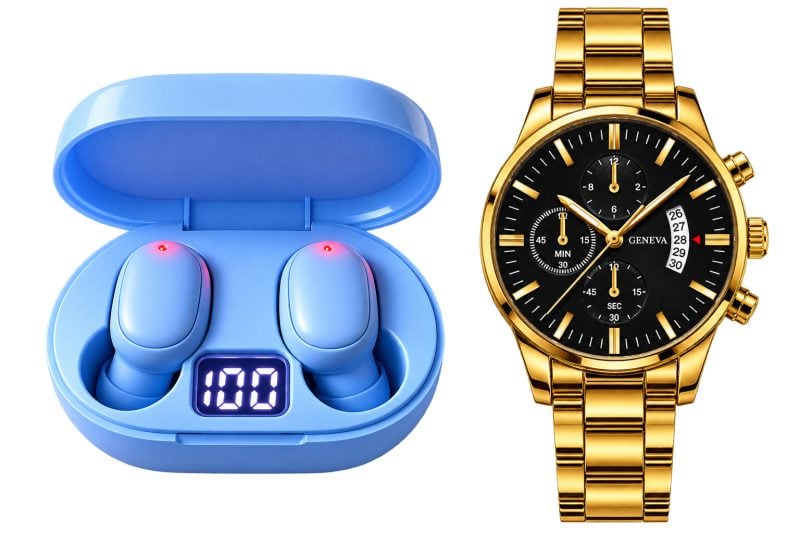 COMPRE 1 E GANHE OUTRO: Relógio Geneva Dourado + Fone Bluetooth de Presente!