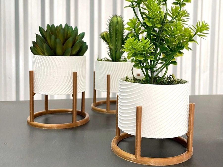 Trio de Vasos Cachepot com Suporte Para Cactos ou Suculentas — foto 2