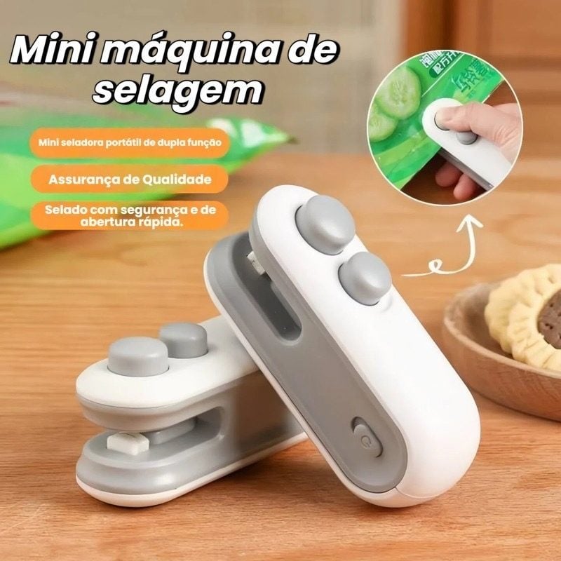 Mini Máquina Seladora Recarregável Para Embalagens Plásticas - Selagem Ráp
