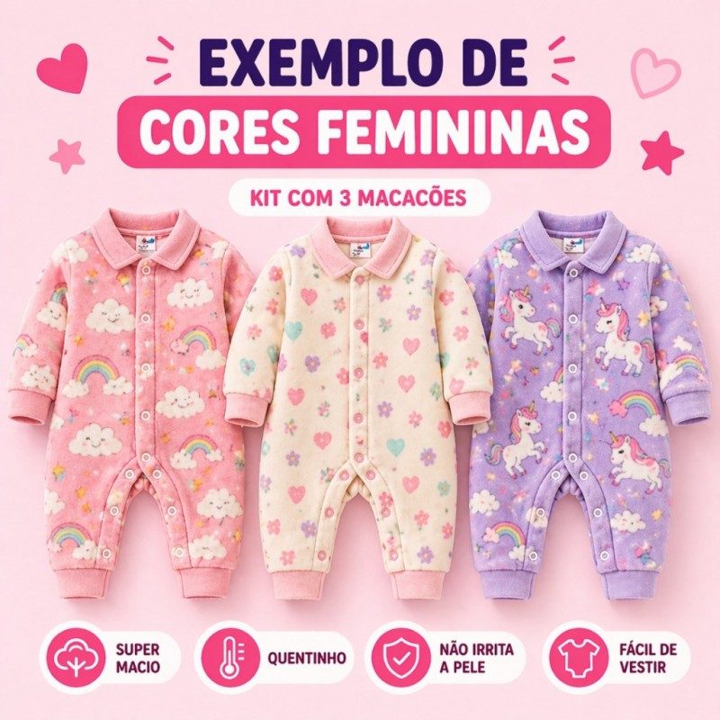 Kit com 3 macacão Soft bebê
