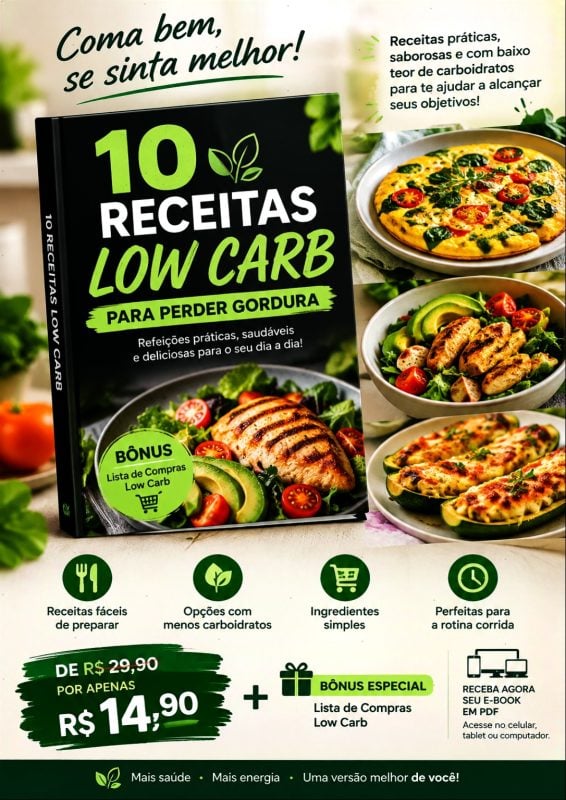 10 receitas low carb para perder gordura