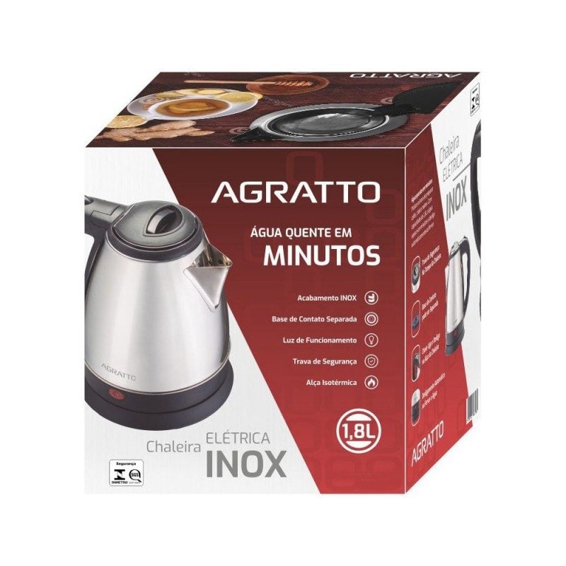 Chaleira Elétrica Inox 1,8L Agratto 127v — foto 2