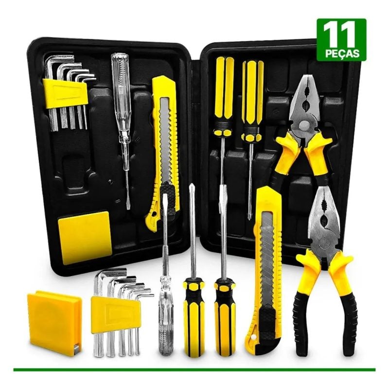 Kit De Ferramentas 11 Peças Snel Sn35 Preto E Amarelo
