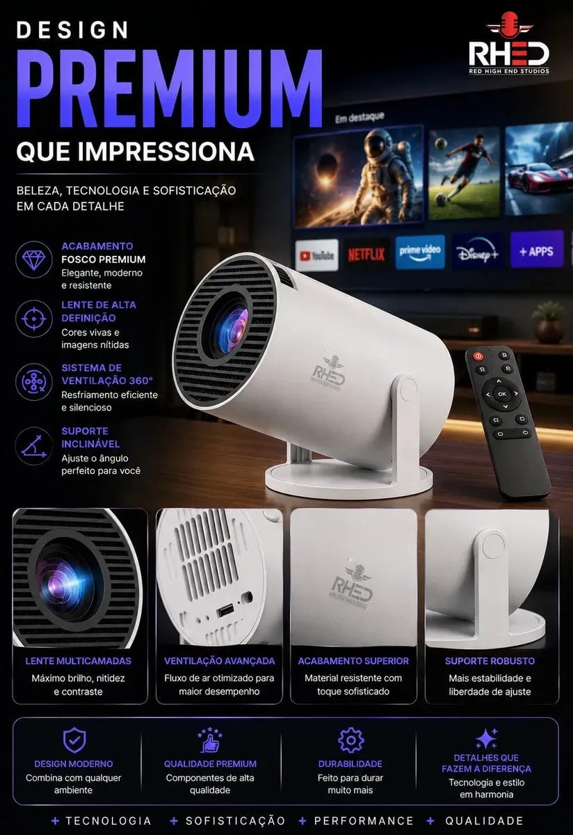 Projetor Smart Portátil Full Hd 4k Android 11 Wi-fi Bluetooth — foto 2