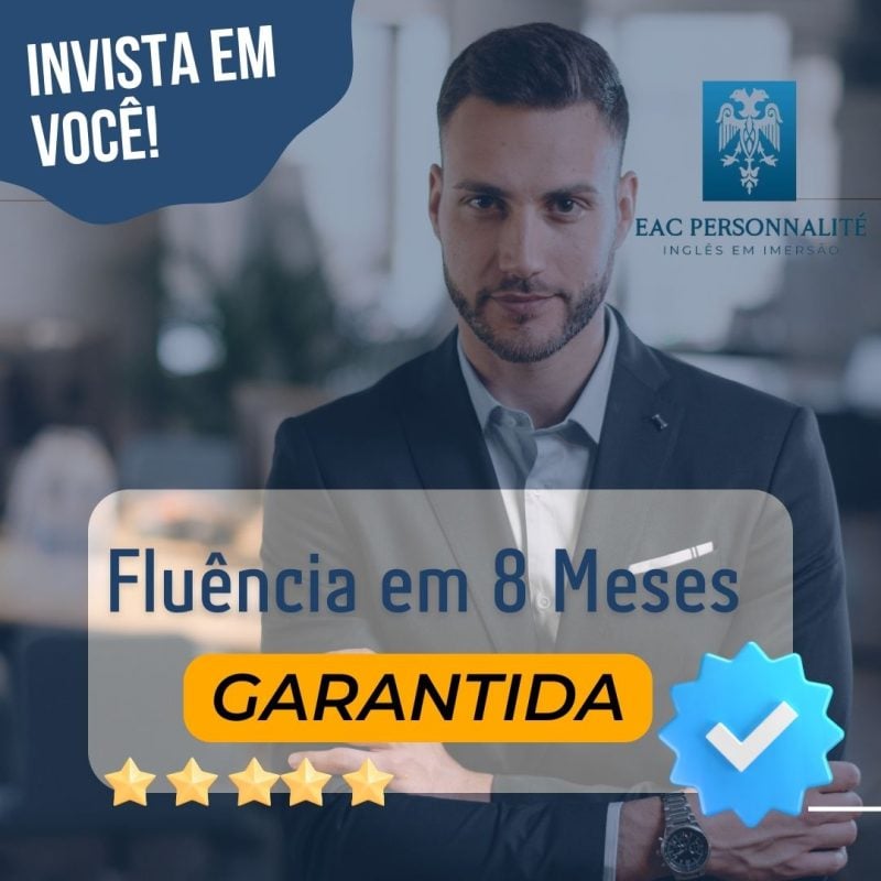 Curso de Inglês em imersão de 8 meses 5 aulas semanais