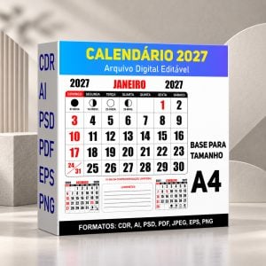 Pack 8 Bases editáveis em vetor de Calendários 2027 Cdr - Ilustrator - Photoshop — foto 4