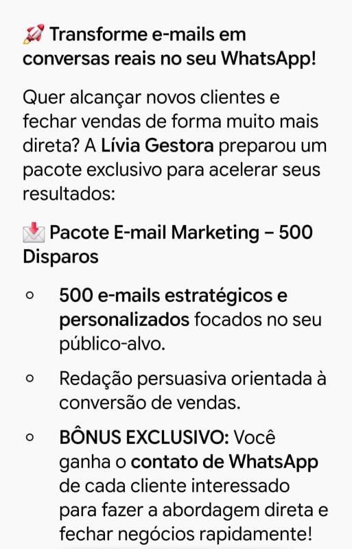 E.mails Marketing + Contato do WhatsApp