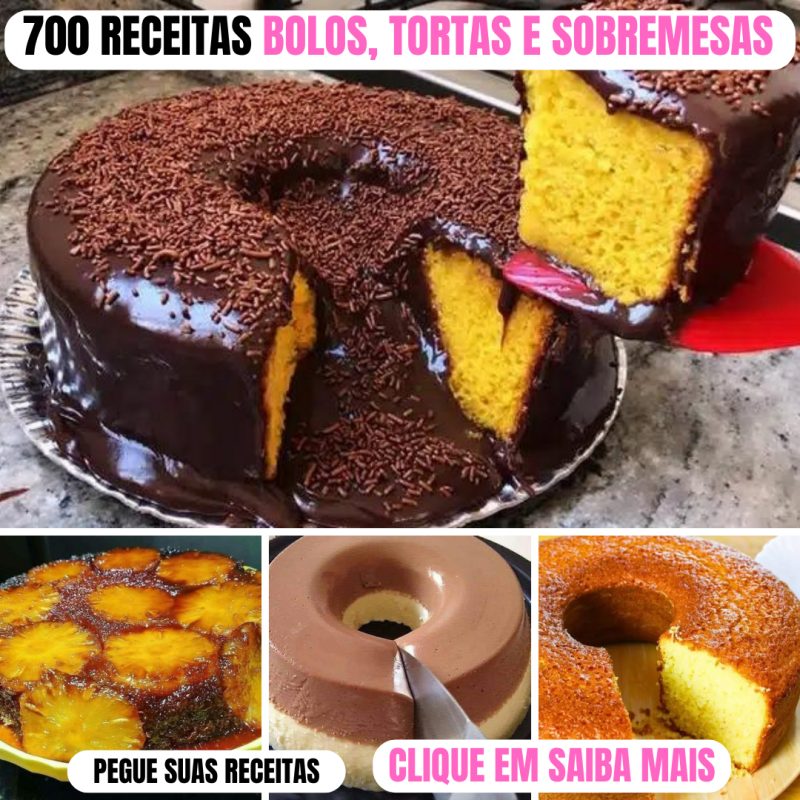 700 receitas de bolos, tortas sobremesas.