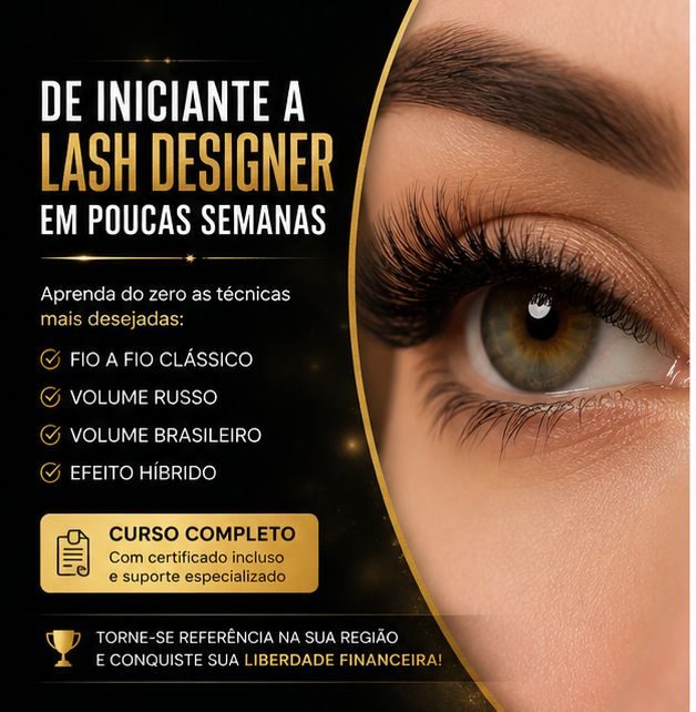 De Iniciante a Lash Designer Profissional Curso Design de Sobrancelhas Online