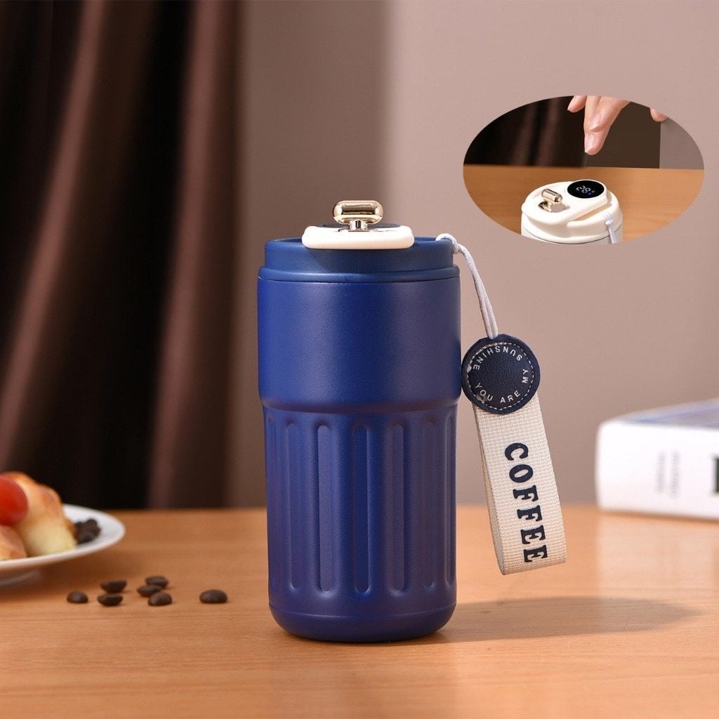 Copo Térmico de Cafe 450 ml Inox com Display Digital Tampa Trava Mantém Bebidas Quentes — foto 2
