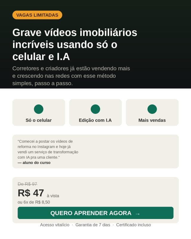 Curso vídeos imobiliários I.A