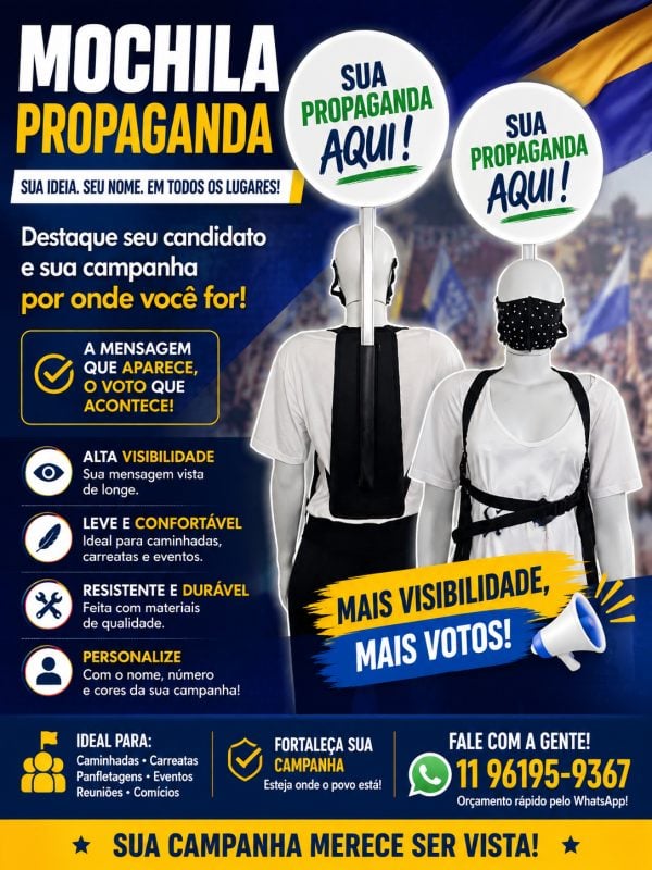 Kit 20 Mochilas Pirulito Propaganda Campanha Eleitoral Político Candidato 2026