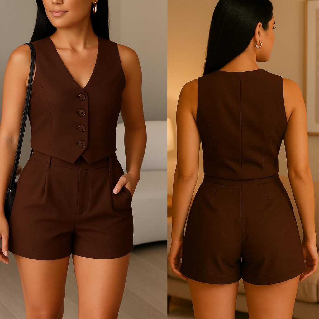 Conjunto Feminino Short E Colete Social En Alfaiataria Look Leve — foto 2